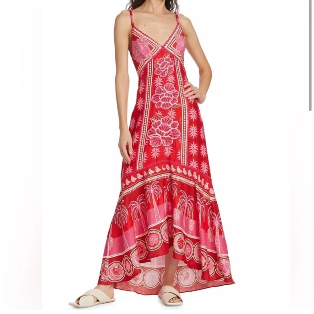 NWT Caroline Constas Red Floral Maxi Dress L